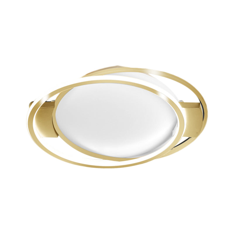 Minimalist Led Gold Dual Ring Flush Mount Lamp In Warm/White Light