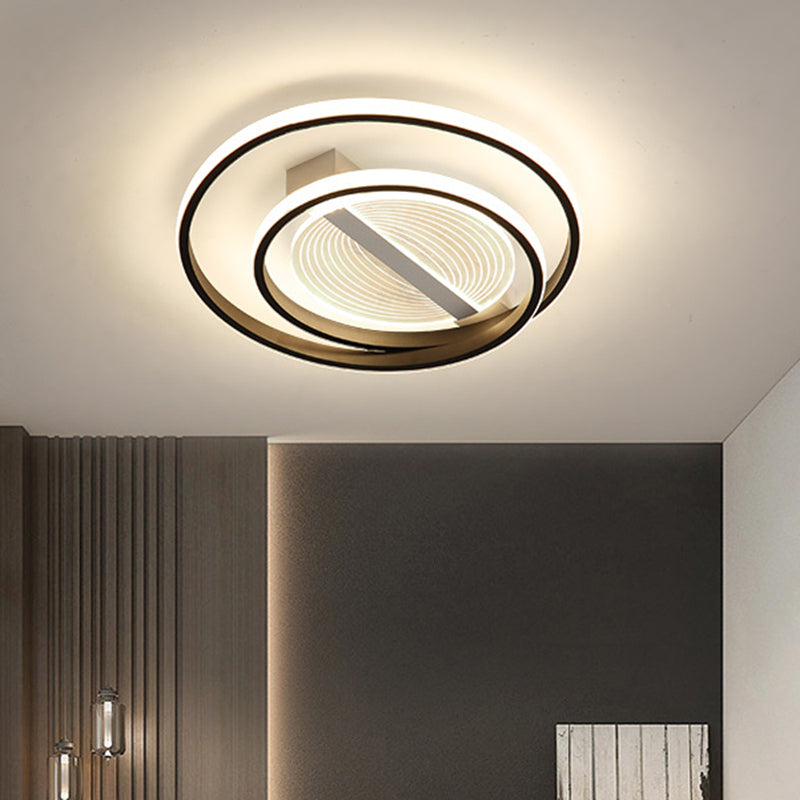 Simplicity Dual Ring Flush Mount Led Light - White & Gold Warm/White 16/19.5 Width White-Gold / 16