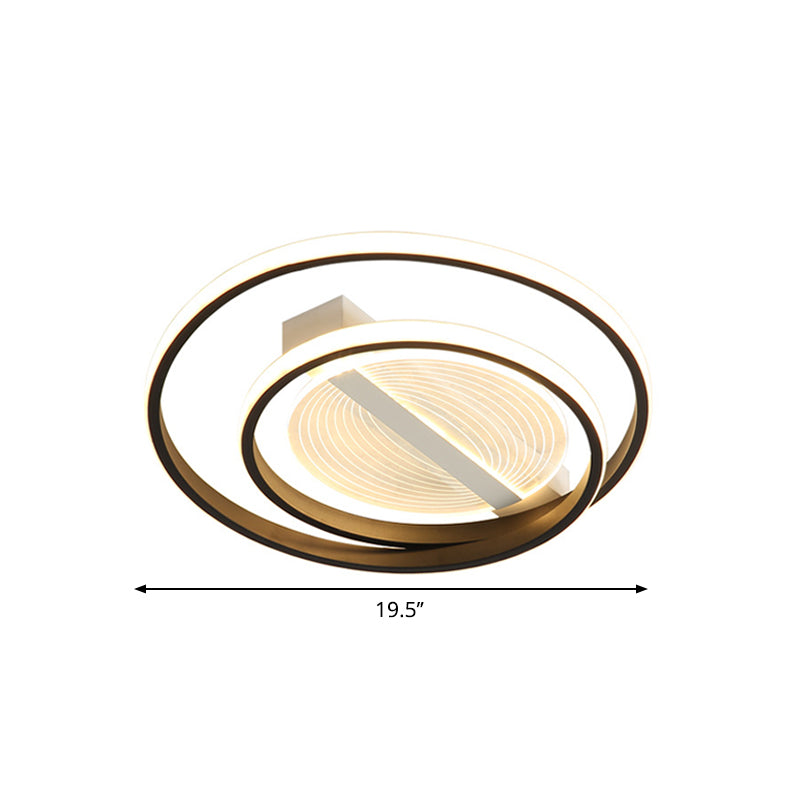 Simplicity Dual Ring Flush Mount Led Light - White & Gold Warm/White 16’/19.5’ Width