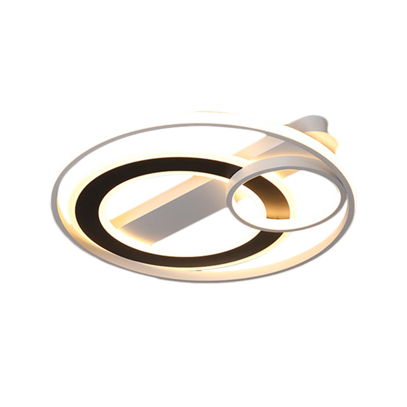 Halo Ring Modern Black - White Led Ceiling Lamp Fixture - Metallic Flush Lighting In Warm/White