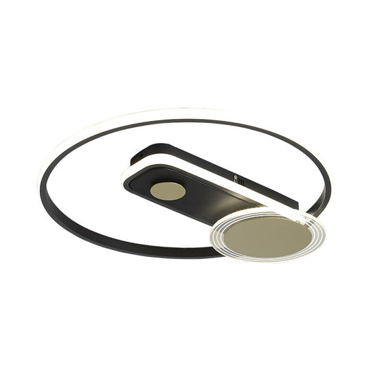 Minimal Black/Gold Metallic Hoop Led Flush Mount Light 16/19.5 Wide