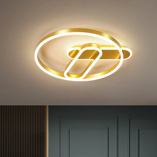Modern 18’/21.5’ Gold Ring Ceiling Flush Mount Led Metal Light In Warm/White / 18’ White