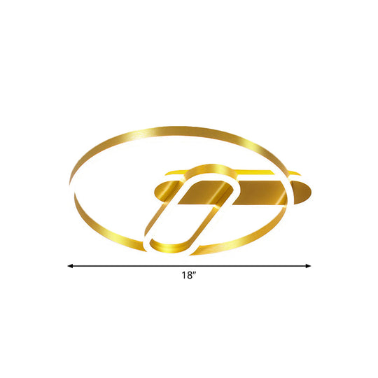 Modern 18’/21.5’ Gold Ring Ceiling Flush Mount Led Metal Light In Warm/White