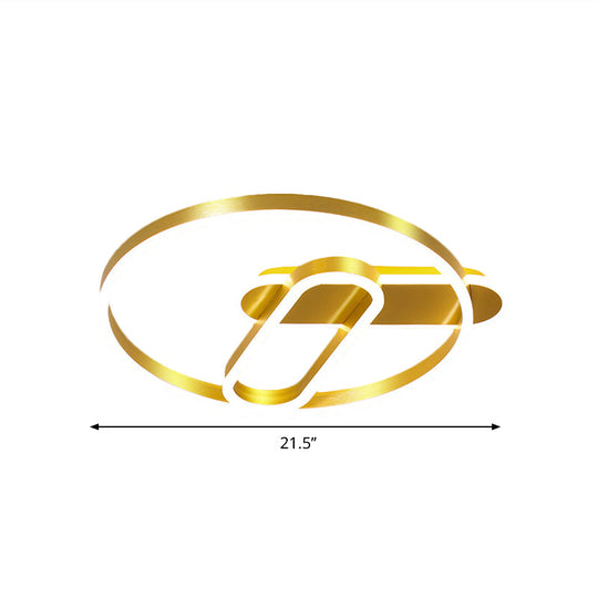 Modern 18/21.5 Gold Ring Ceiling Flush Mount Led Metal Light In Warm/White