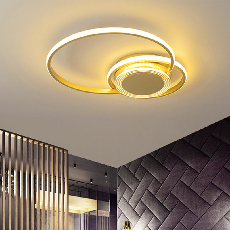 Contemporary Black/Gold Led Metallic Ceiling Flush Mount - Bedroom Lighting 14’/18’ Width Gold / 14’