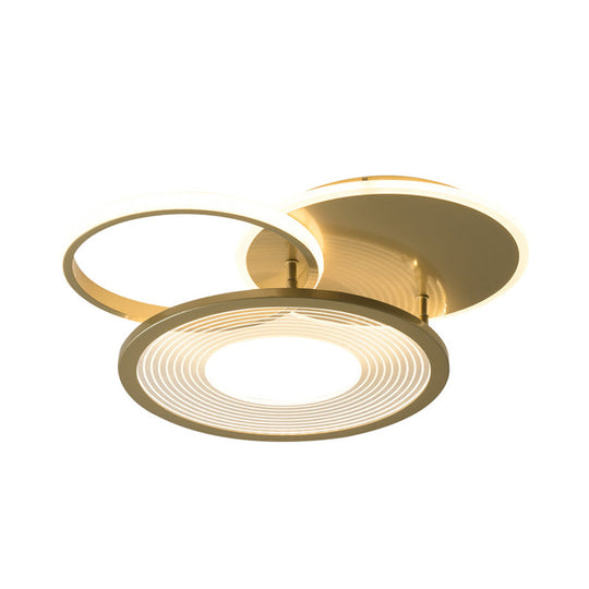 Modern Metallic Led Semi Flush Light Fixture - Gold 18’/21.5’ Width