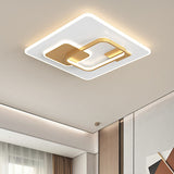 Minimalist Squared Metal Lamp Fixture With Black/Gold Led Flush Lighting For Bedroom (16/19.5 Width)