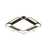 Modern Black Rhombus Led Ceiling Flush Mount For Bedroom - 18/21.5 Wide In Warm/White Light