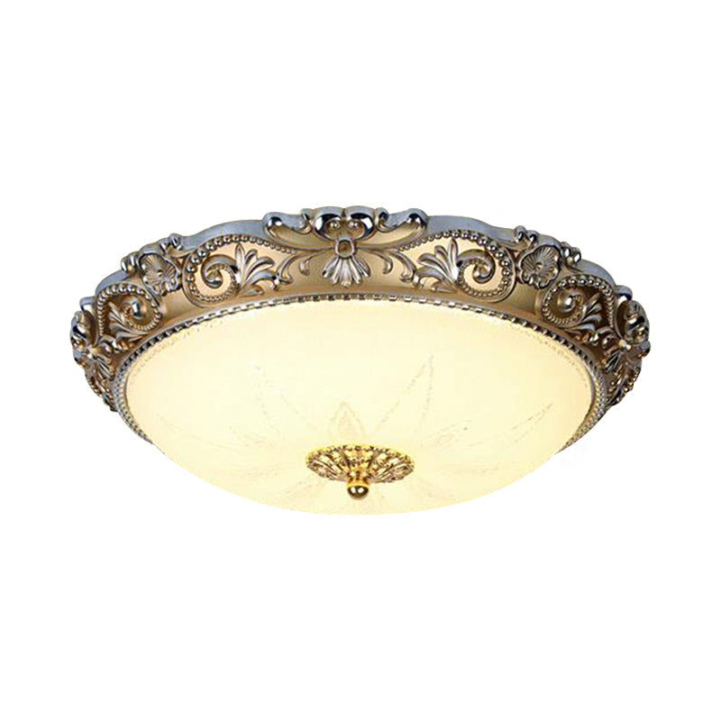 Led Milk Glass Brass Flushmount Ceiling Light - Traditional Style (12’/16’ Wide)