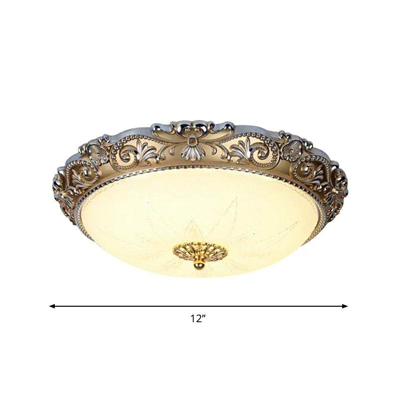 Led Milk Glass Brass Flushmount Ceiling Light - Traditional Style (12’/16’ Wide)