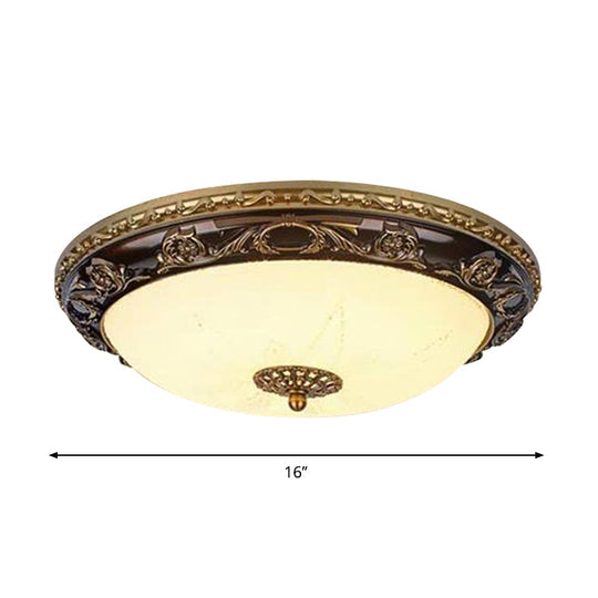 Classic Bowl Ceiling Flush Led Mount Lighting In Black - 12’/16’ Wide Cream Glass Ideal For Bedrooms