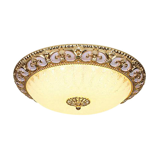 Gold Bowl Ceiling Light Fixture - Retro Milky Glass With Led 12’/16’ Bedroom Flush Mount
