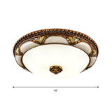 14/16/19.5 Led Floral Cream Glass Ceiling Lamp Fixture In Brass