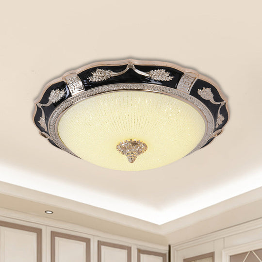 14’/16’/19.5’ Retro Bowl Led Flush Light In Black With Cream Glass – Ideal For Hotel Ceilings