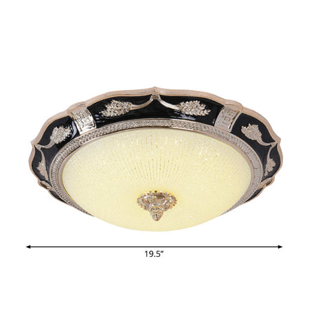 14/16/19.5 Retro Bowl Led Flush Light In Black With Cream Glass Ideal For Hotel Ceilings