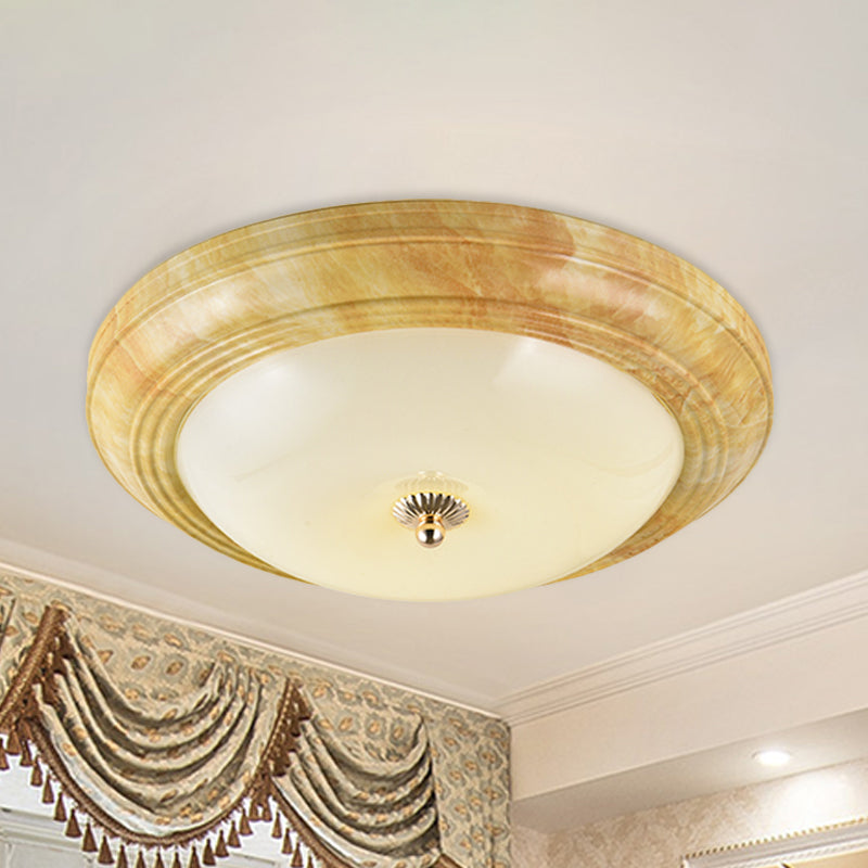 Minimalist White Glass Flush Ceiling Light Led Flushmount - Yellow 14’/16’/19.5’ Wide Foyer / 14’