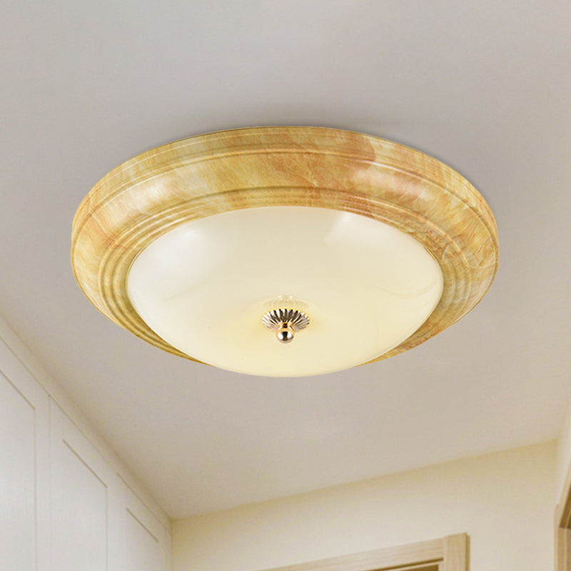 Minimalist White Glass Flush Ceiling Light Led Flushmount - Yellow 14’/16’/19.5’ Wide Foyer