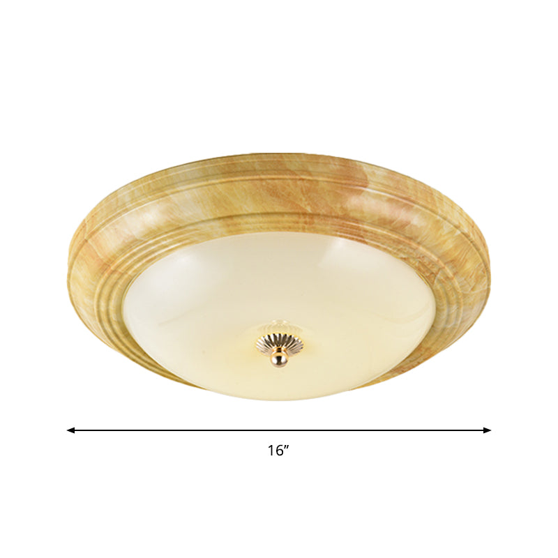Minimalist White Glass Flush Ceiling Light Led Flushmount - Yellow 14’/16’/19.5’ Wide Foyer