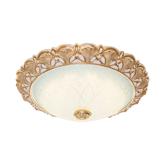 Gold Scallop Flush Light With Frosted Glass - Traditional Hotel Ceiling Mounted Lamp (Led)