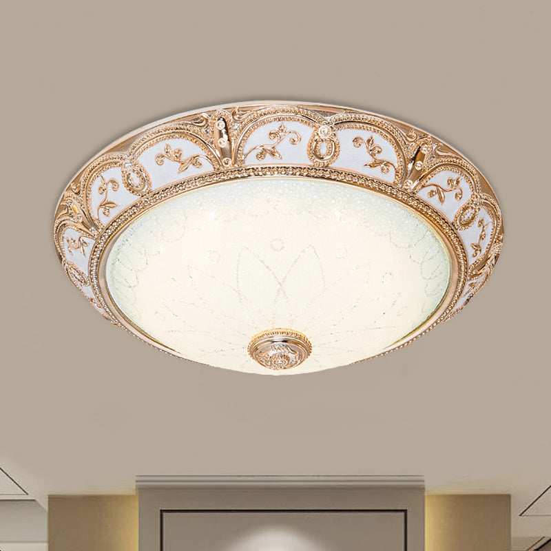 Scalloped Flushmount Cream Glass Led Ceiling Light Antiqued Cutouts Gold Finish - Sizes 14/16/19.5 /