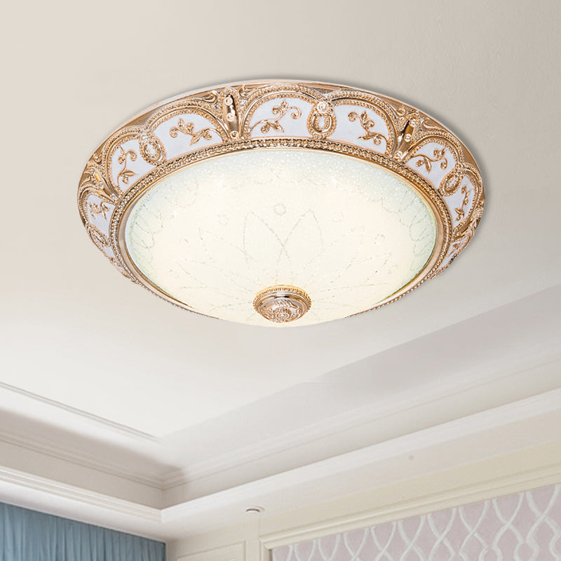 Scalloped Flushmount Cream Glass Led Ceiling Light Antiqued Cutouts Gold Finish - Sizes 14’/16’/19.5