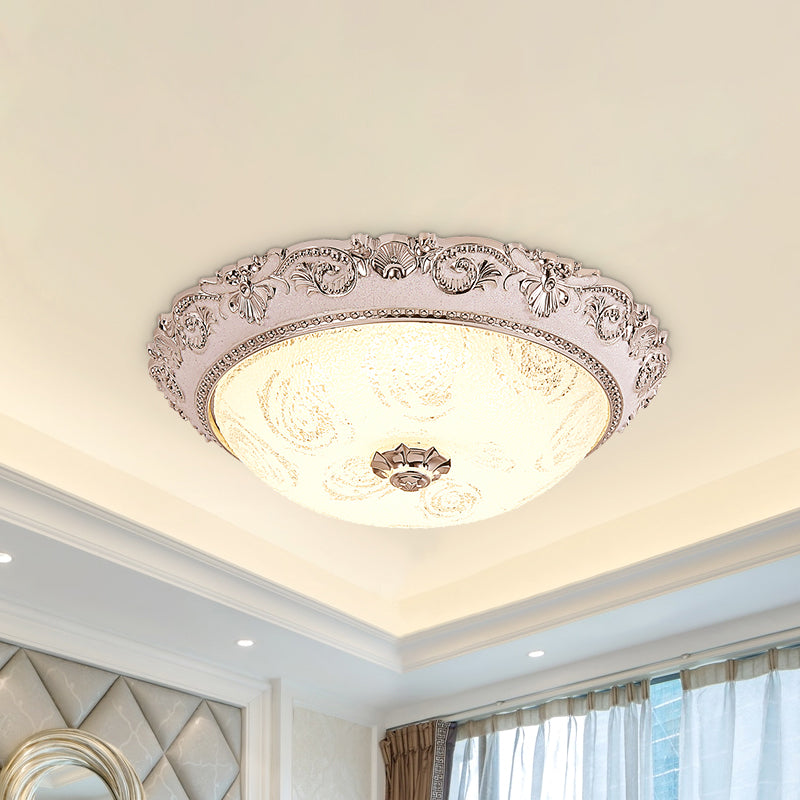 Classic Milk Glass Silver Led Flush Mount Ceiling Light 16’/19.5’ – Dome Hallway Lighting / 16’