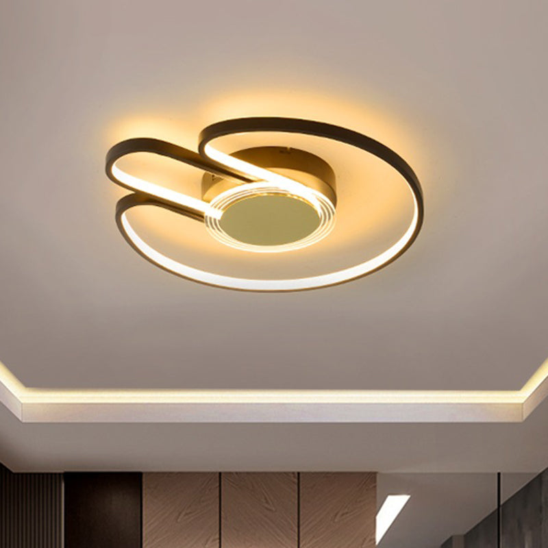Modern Black/Gold Geometric Frame Flushmount - 16’/19.5’ Led Metal Flush Mounted Lighting