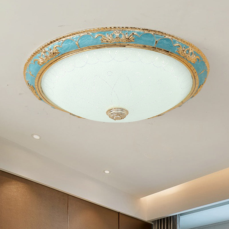12’/16’/19.5’ Led Ceiling Mounted Light With Veined Glass Dome Shade - Farmhouse Balcony