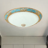 12’/16’/19.5’ Led Ceiling Mounted Light With Veined Glass Dome Shade - Farmhouse Balcony