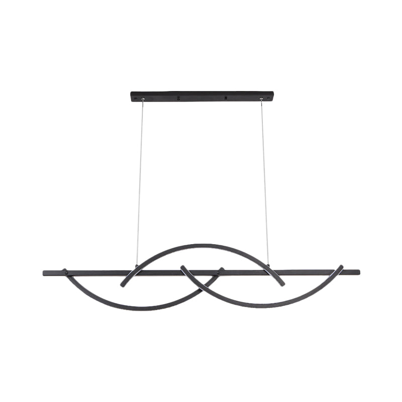 Modern Metal Led 3-Arched Line Restaurant Chandelier In Black/Gold - Warm/White Light