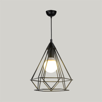 Diamond Wire Pendant Light For Stair Cafe - Traditional Metal Hanging Lamp Black / 10’