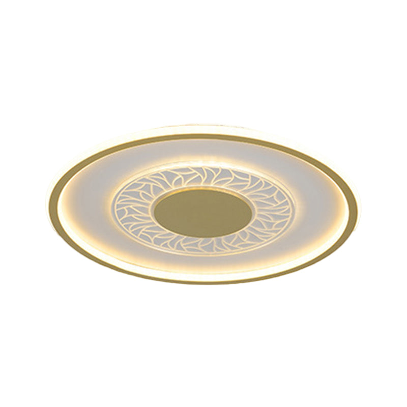 Gold Led Metal Flush Ceiling Lamp - 16’/19.5’ Simple Design Square/Round Fixture