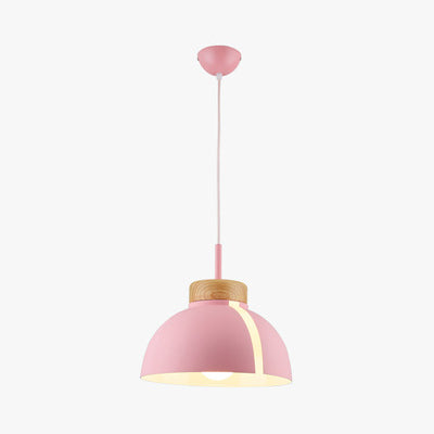 Nordic 1 Light Metal Shade Suspension Pendant - Pink/White/Black Dome Ceiling Pink