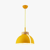 Nordic 1-Light Metal Dome Ceiling Pendant - Pink/White/Black Suspension Light Yellow