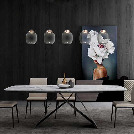 Modern Smoky Glass Led Pendant Light - 7’/8.5’ Wide Suspension Kit In White/Warm
