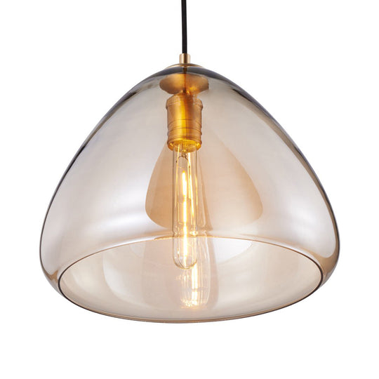 8.5 & 10 Wide Cone Pendant Lamp: Amber/Smoky Glass Post-Modern Hanging Light