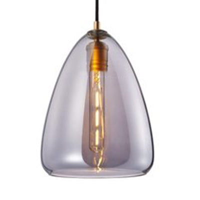 Post-Modern Cone Pendant Lamp – 8.5’/10’ Width Amber/Smoky Glass 1 Light Living Room