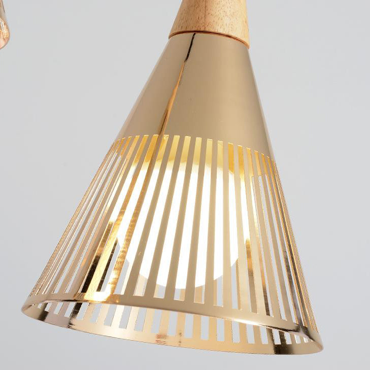 Modern Gold Metallic Conical Ceiling Light For Restaurant Cafe - Stylish Overhead Lighting