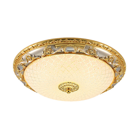 Traditional Veined Glass Gold Bowl - Shaped Led Flushmount Ceiling Light - 12.5’/15’/19’ Wide