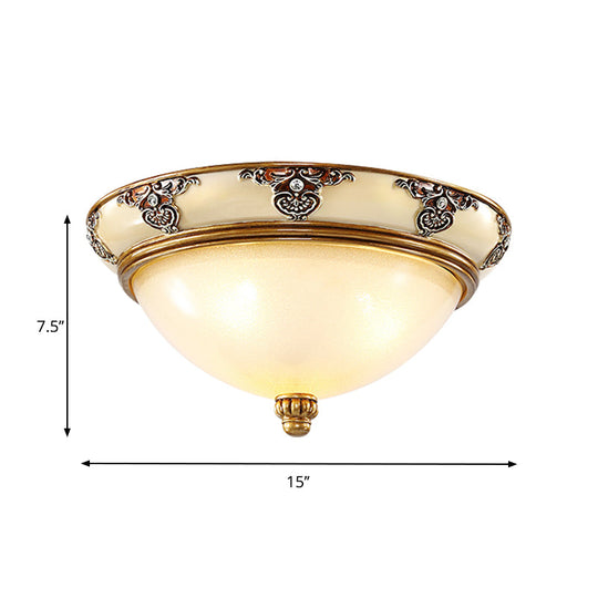 Golden Dome Opal Glass Flush Mount Ceiling Light Fixture - Classic Design 3 - Bulb 15’/19’ Width