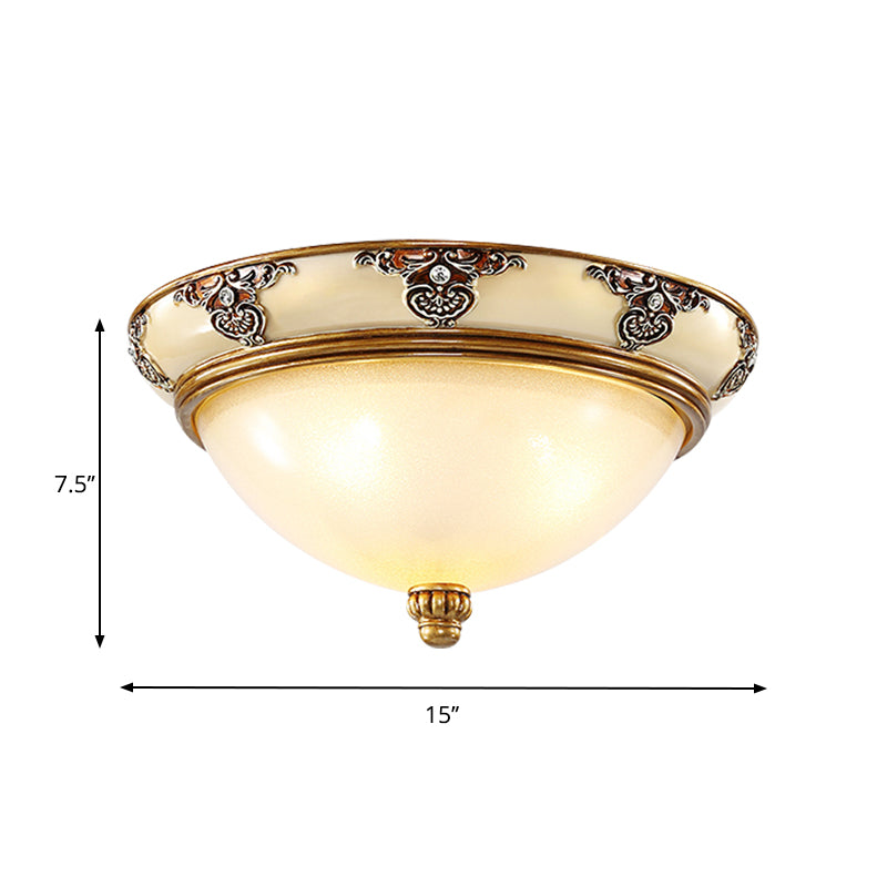 Golden Dome Opal Glass Flush Mount Ceiling Light Fixture - Classic Design 3-Bulb 15/19 Width