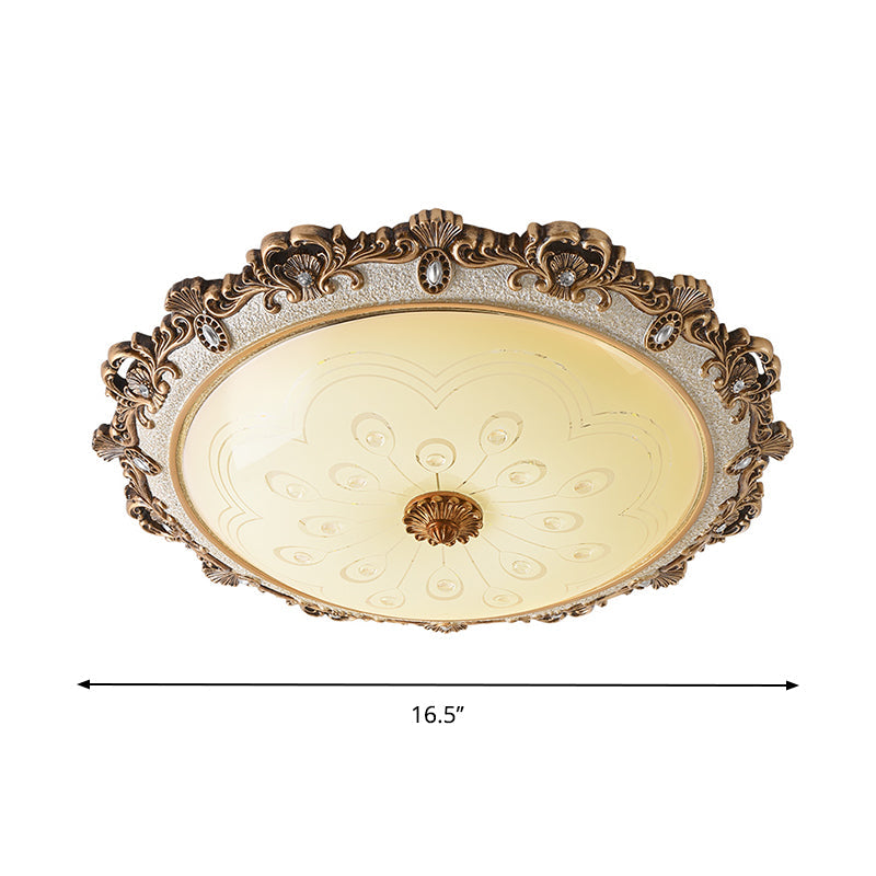 Traditional Glass Flush Dome Light In Warm/White Led - Various Sizes Available