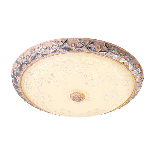 Vintage Textured Glass Led Ceiling Lamp In Silver Bowl Design - Available 3 Sizes