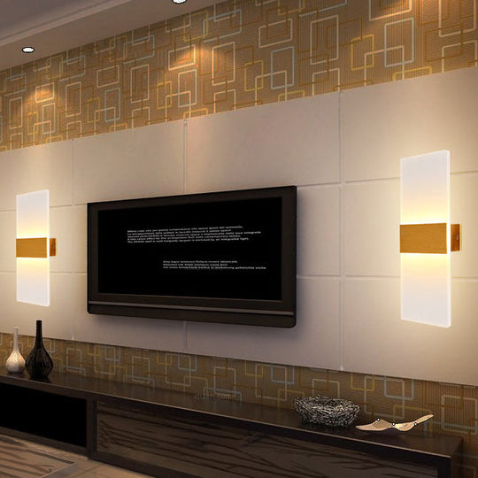 Modern Led Wall Sconce In Oval/Rectangular/Convex Shape - 8/10.5 Wide Warm/White/Natural Light