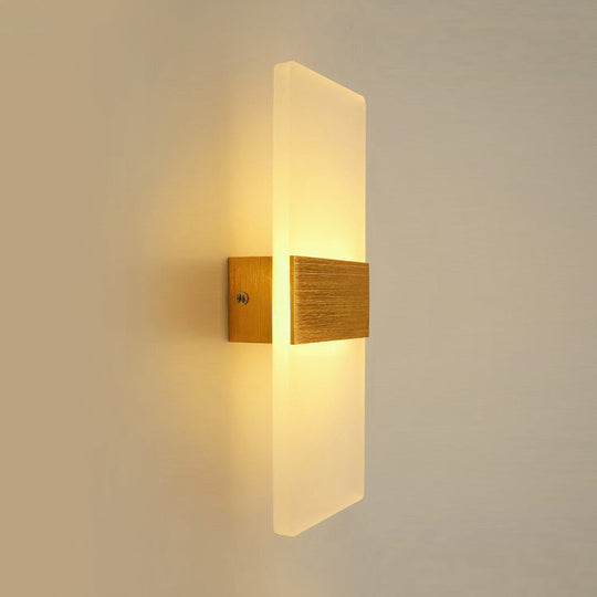 Modern Led Wall Sconce In Oval/Rectangular/Convex Shape - 8/10.5 Wide Warm/White/Natural Light