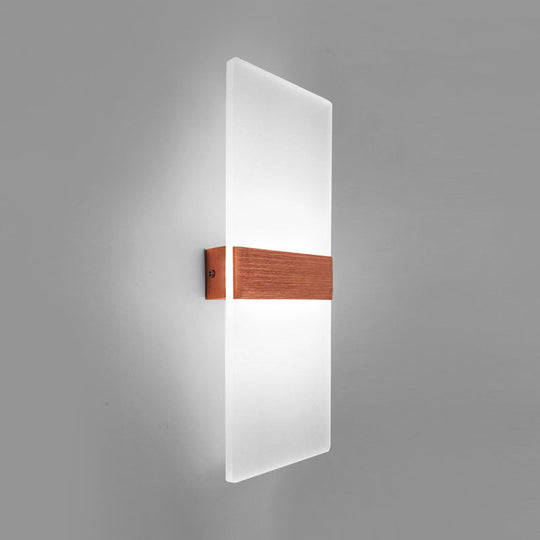 Modern Led Wall Sconce In Oval/Rectangular/Convex Shape - 8/10.5 Wide Warm/White/Natural Light Rose