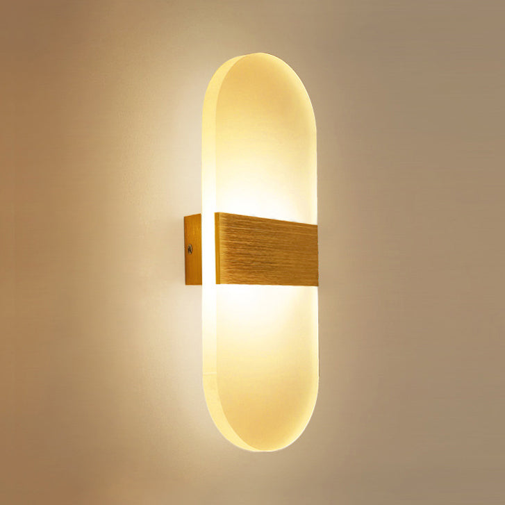 Modern Led Wall Sconce In Oval/Rectangular/Convex Shape - 8/10.5 Wide Warm/White/Natural Light Gold