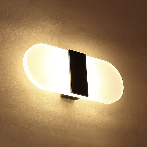 Modern Led Wall Sconce In Oval/Rectangular/Convex Shape - 8/10.5 Wide Warm/White/Natural Light Black
