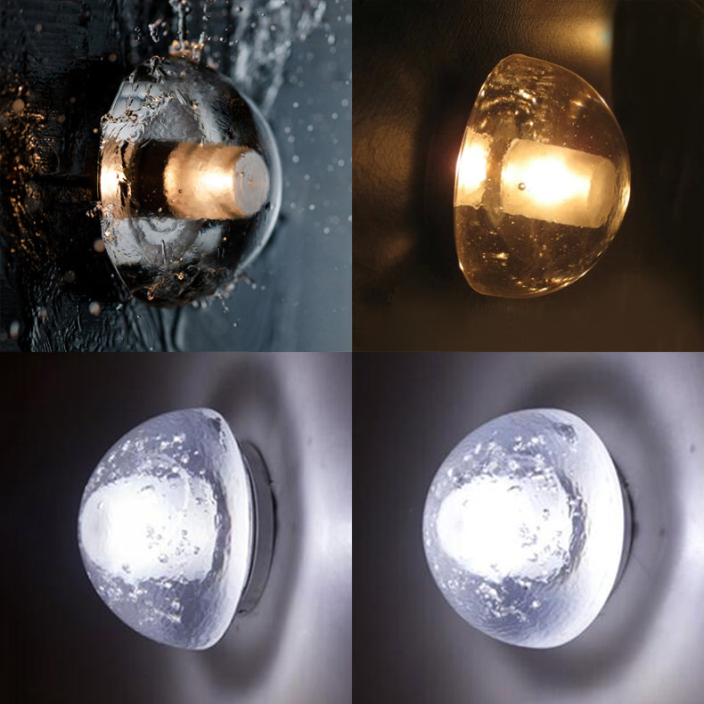 Modern Clear Bubble Crystal Wall Sconce Hemisphere - Warm/White Light For Hallway & Living Room
