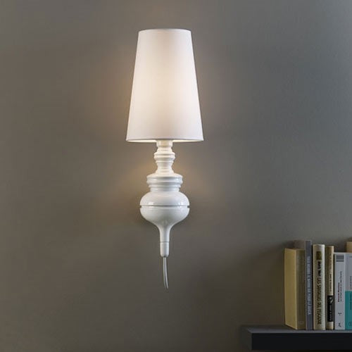 Contemporary Led Tapered Wall Sconce Light 6/8/10 Dia Fabric White/Black/Silver White / 8